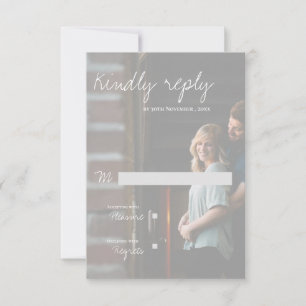 Faux Vellum Effect Photo Elegant Modern Wedding RSVP Card