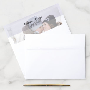 Faux Vellum Effect Photo Wedding Envelope Liner
