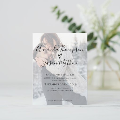 Faux Vellum Effect Photo Wedding Invitation Zazzle