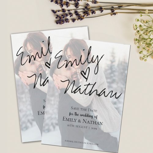 Faux Vellum Effect Photo Wedding Save the Date