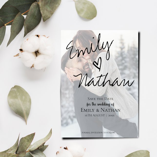 Faux Vellum Effect Photo Wedding Save the Date Magnetic Invitation (Creator Uploaded)