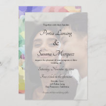 Faux Vellum Effect Rainbow LGBTQ Wedding Invite