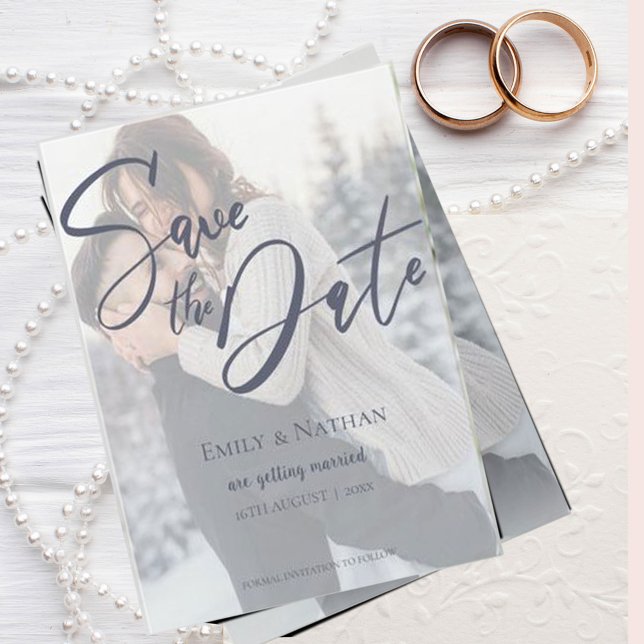 Faux Vellum Effect Two Photo Wedding Save the Date (Creator Uploaded)