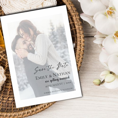 Faux Vellum Effect Wedding Photo Save the Date Magnetic Invitation