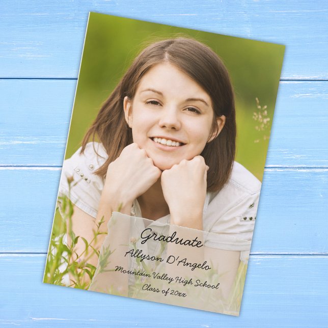 Faux Vellum Overlay Photo Graduation Announcement (Creator Uploaded)