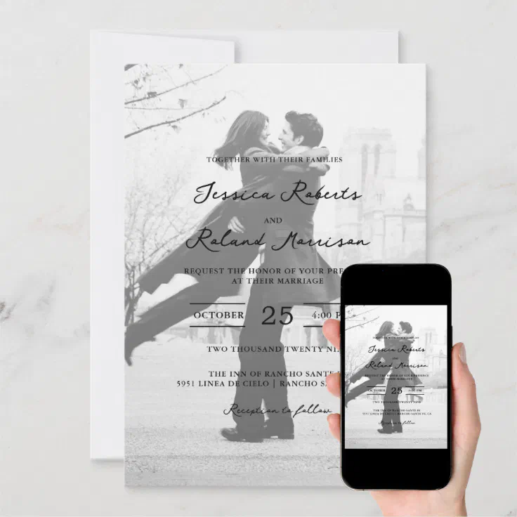 Faux Vellum Photo Happily Ever After Wedding Invitation Zazzle
