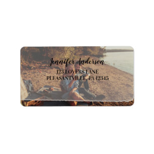 Faux Vellum Photo Overlay Custom Return Address La Label