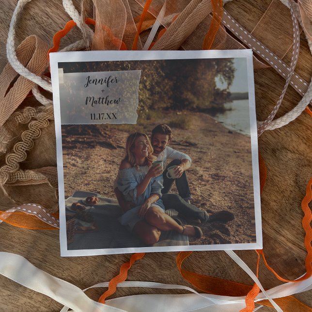 Faux Vellum Photo Overlay Custom Wedding Napkins (Creator Uploaded)