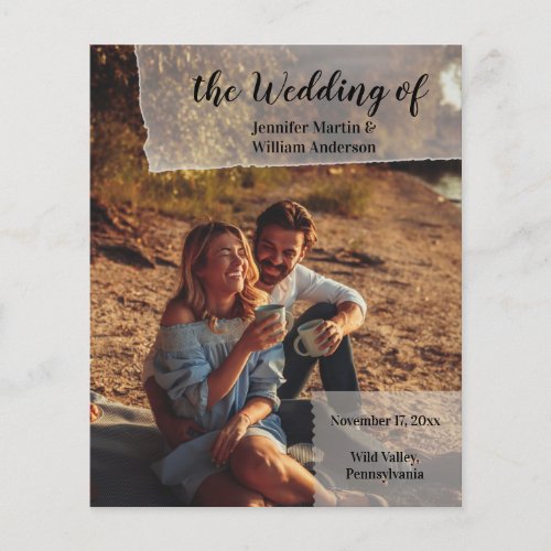 Faux Vellum Photo Overlay Custom Wedding Program