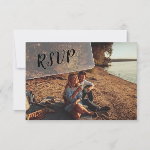 Faux Vellum Photo Overlay Custom Wedding RSVP Card