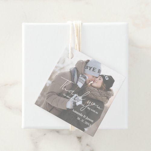 Faux Vellum Photo Thank you Message Wedding Party Favor Tags