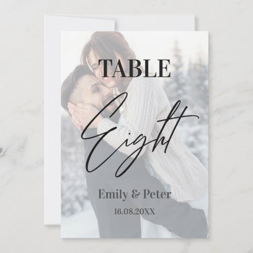 Faux Vellum Photo Wedding Eight Table Number