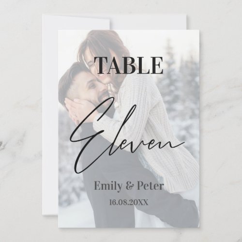 Faux Vellum Photo Wedding Eleven Table Number