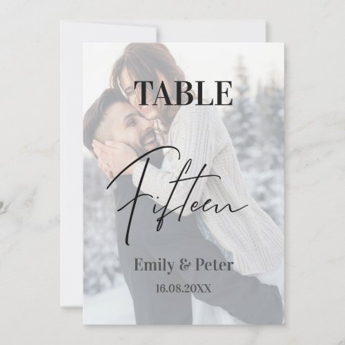 Faux Vellum Photo Wedding Fifteen Table Number