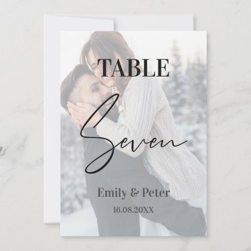 Faux Vellum Photo Wedding Seven Table Number