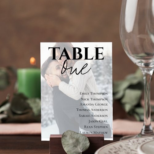 Faux Vellum Photo Wedding Table Seating Chart