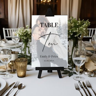 Faux Vellum Photo Wedding Ten Table Number