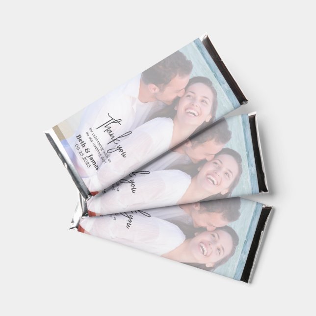 Faux Vellum Photo Wedding Thank you Hershey Bars  (Front)