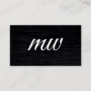 Faux Velvet Black Print with Monogram Business Card