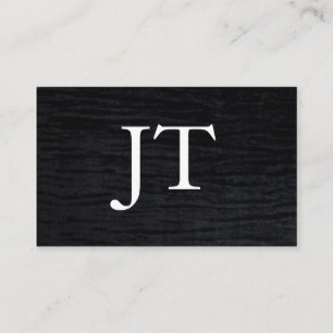Faux Velvet Black Print with Monogram Business Card