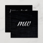 Faux Velvet Black Print with Monogram Square Business Card (Front/Back)