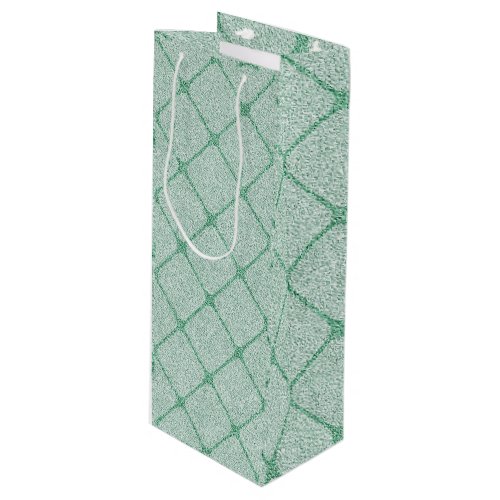 Faux Velvet Diamond Crisscross in Green on Green Wine Gift Bag