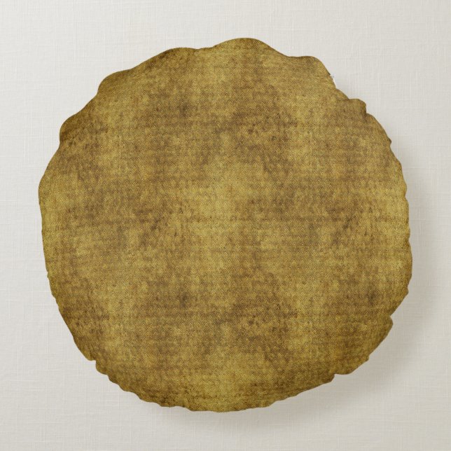 Faux Velvet - Mustard Yellow Round Pillow (Back)