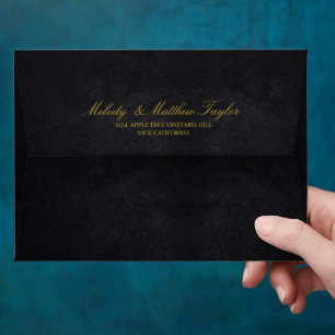 Faux Velvet Texture Print Wedding Envelope