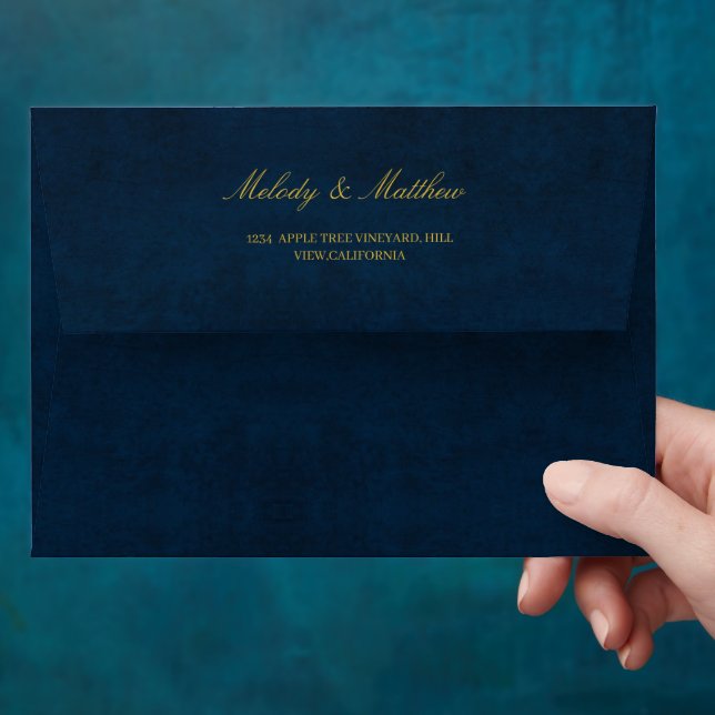 Faux Velvet Texture Print Wedding Envelope (Hand)