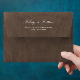 Faux Velvet Texture Print Wedding Envelope
