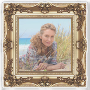 Faux Vintage Gold Framed Photo Sticker