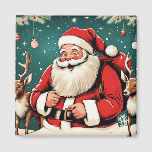 Faux Vintage illustration Santa Claus SqM1 Magnet