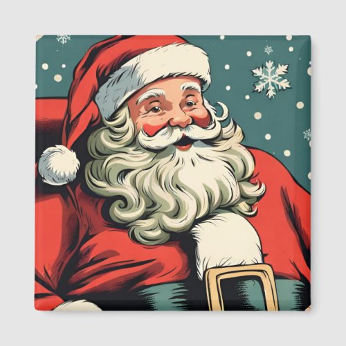 Faux Vintage illustration Santa Claus SqM2 Magnet