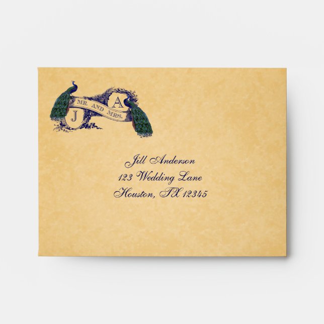 Faux Vintage Paper Printed A2 RSVP Envelopes (Front)