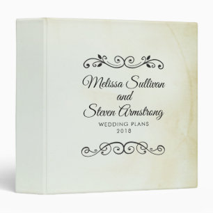 Faux Vintage Parchment Elegant Wedding Planner 3 Ring Binder
