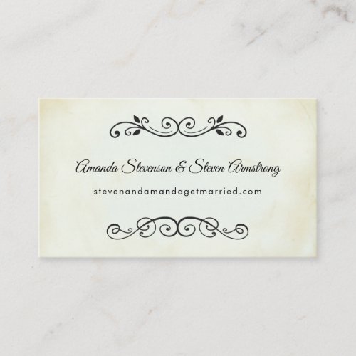 Faux Vintage Parchment Elegant Wedding Website Business Card