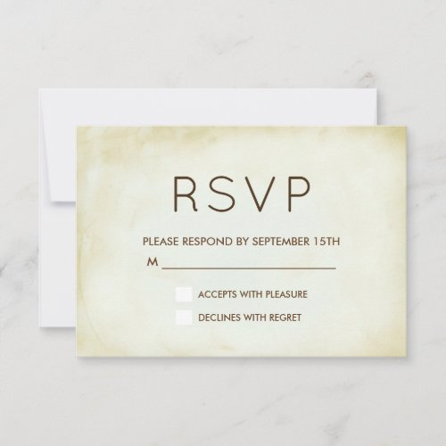 Faux Vintage Parchment Simple and Elegant RSVP