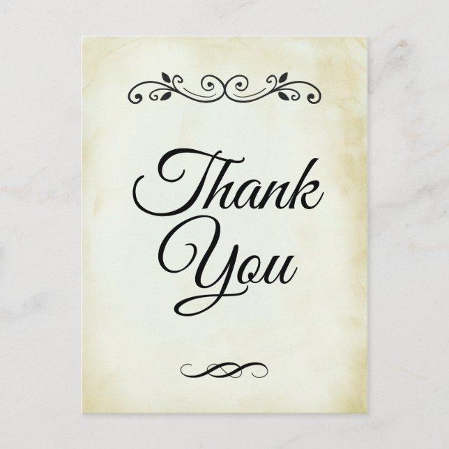 Faux Vintage parchment Simple & Elegant Thank You Postcard (Front)