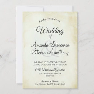 Faux Vintage parchment Simple & Elegant Wedding Invitation