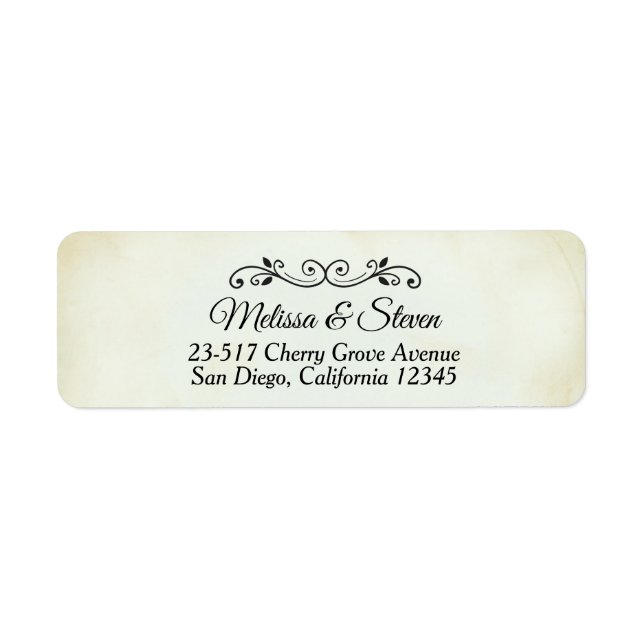 Faux Vintage Parchment Simple & Elegant Wedding Label (Front)