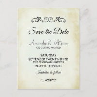 Faux Vintage Parchment Wedding Save the Date