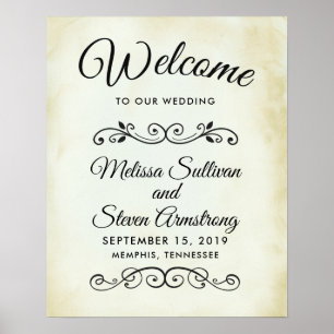Faux Vintage Parchment Welcome to our Wedding Poster