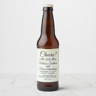 Faux Vintage Parchment Western Style Wedding Beer Bottle Label
