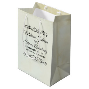 Faux Vintage Parchment Western Style Wedding Medium Gift Bag