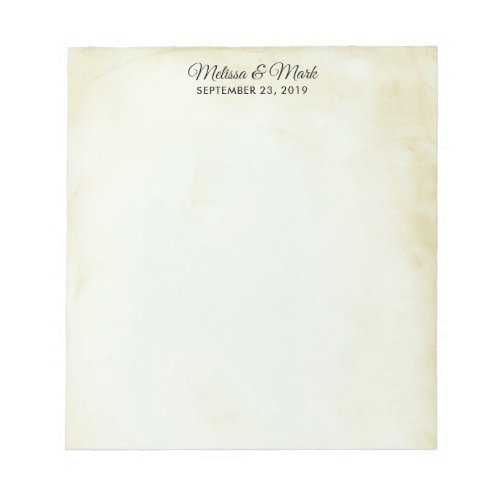 Faux Vintage Parchment Western Style Wedding Notepad