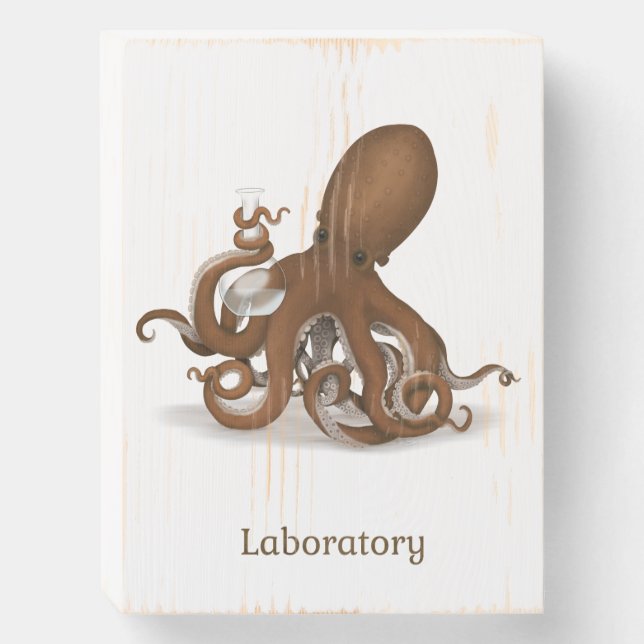 Faux-Vintage Steampunk Octopus Laboratory Sign (Front Vertical)