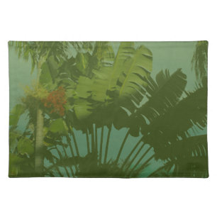 Faux Vintage Tropical Fabric Placemat