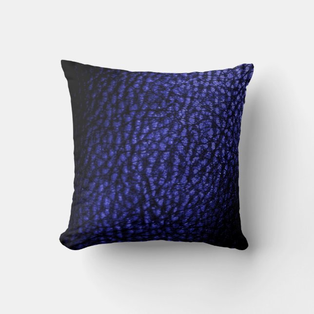 Faux Warm Navy Blue Metalic Leather-Solid Throw Pillow (Front)