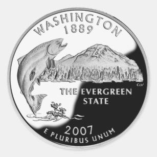 Faux Washington State Quarter Classic Round Sticker