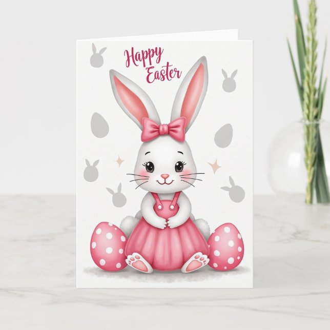 Faux Watercolor Bunny Card (Front)